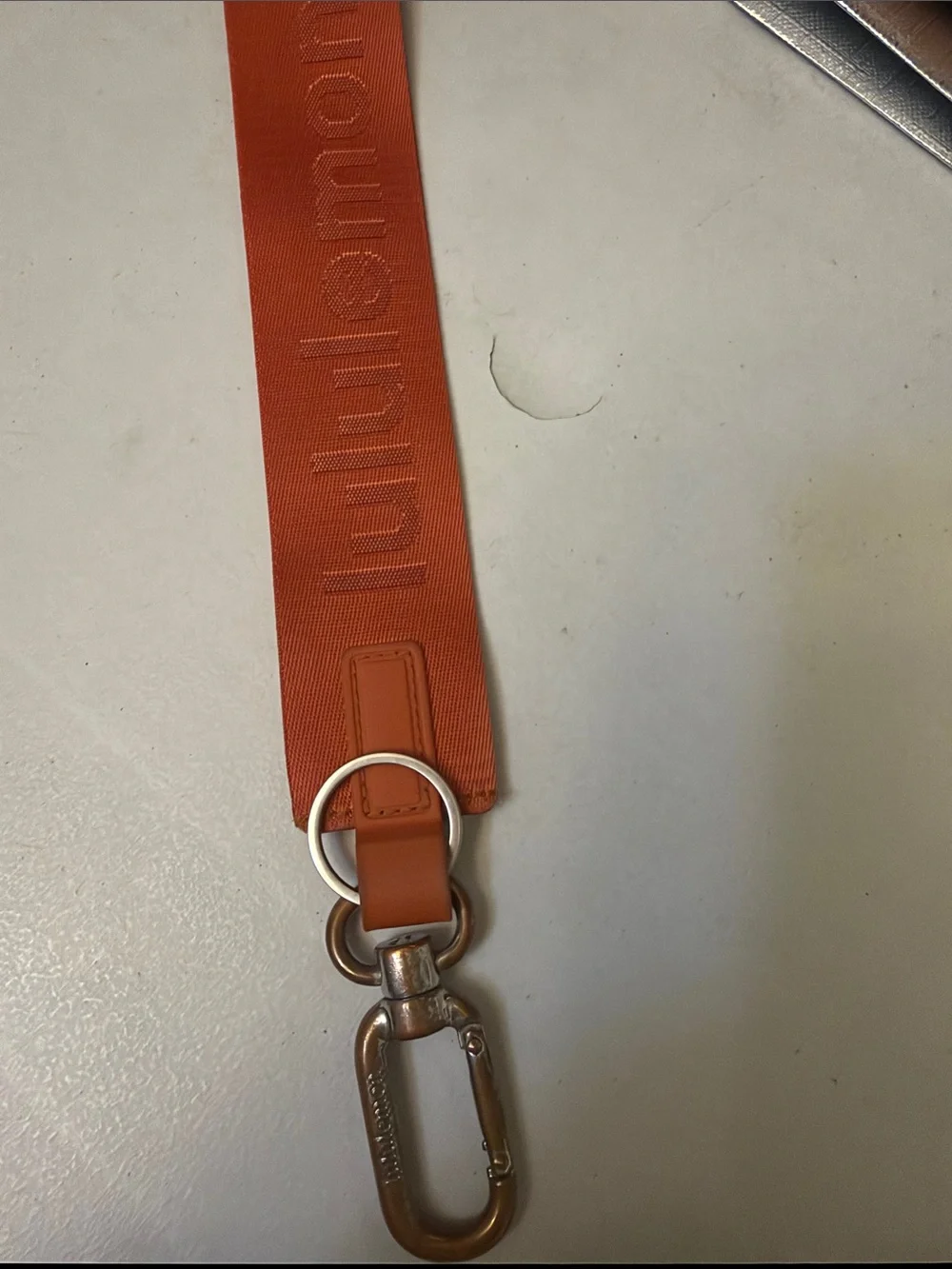 lululemon athletica Orange Woven Logo Key Lanyard with Metal Clip